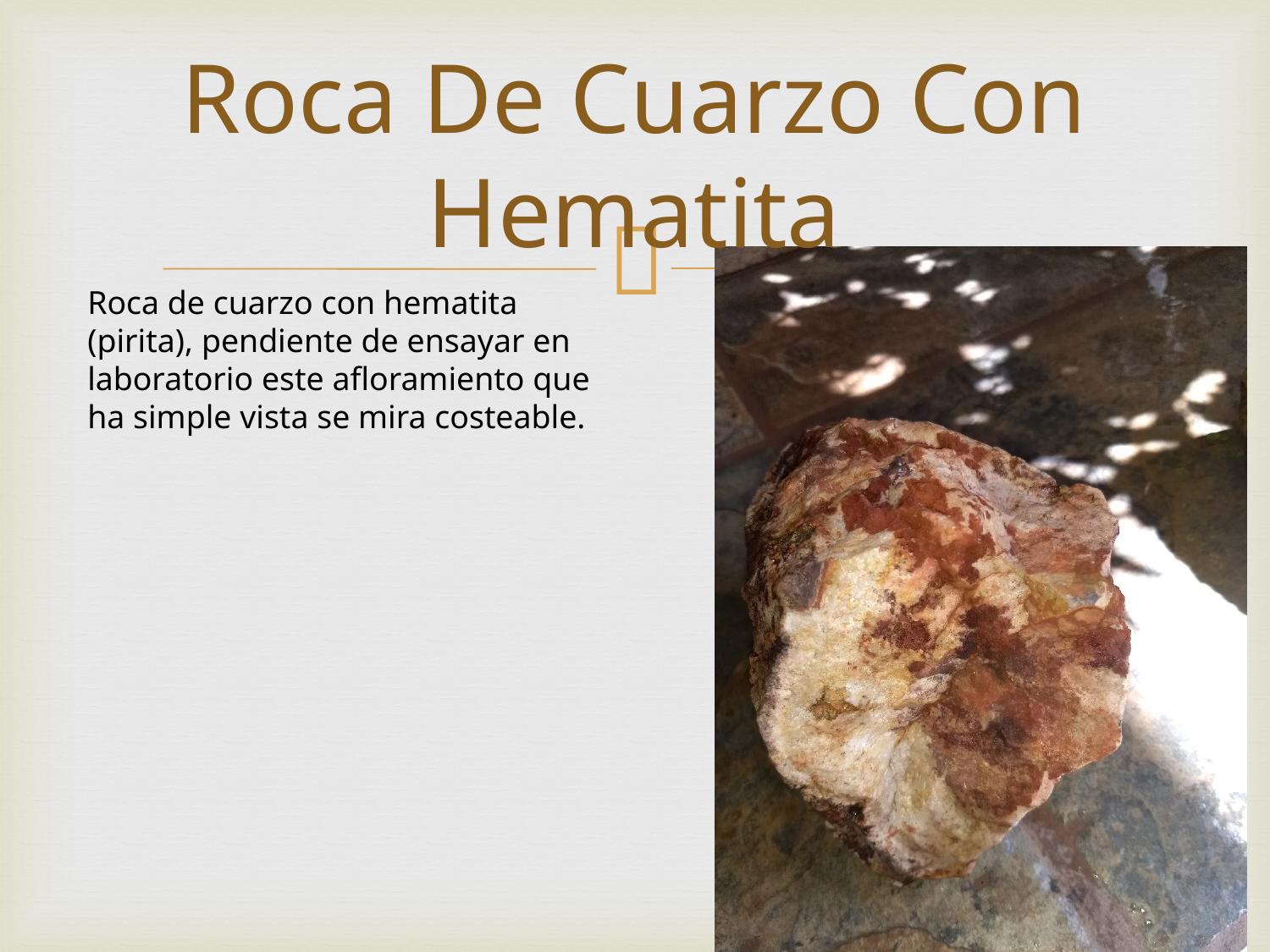 Quartz rock with hematite and pyrite — visually economic outcrop