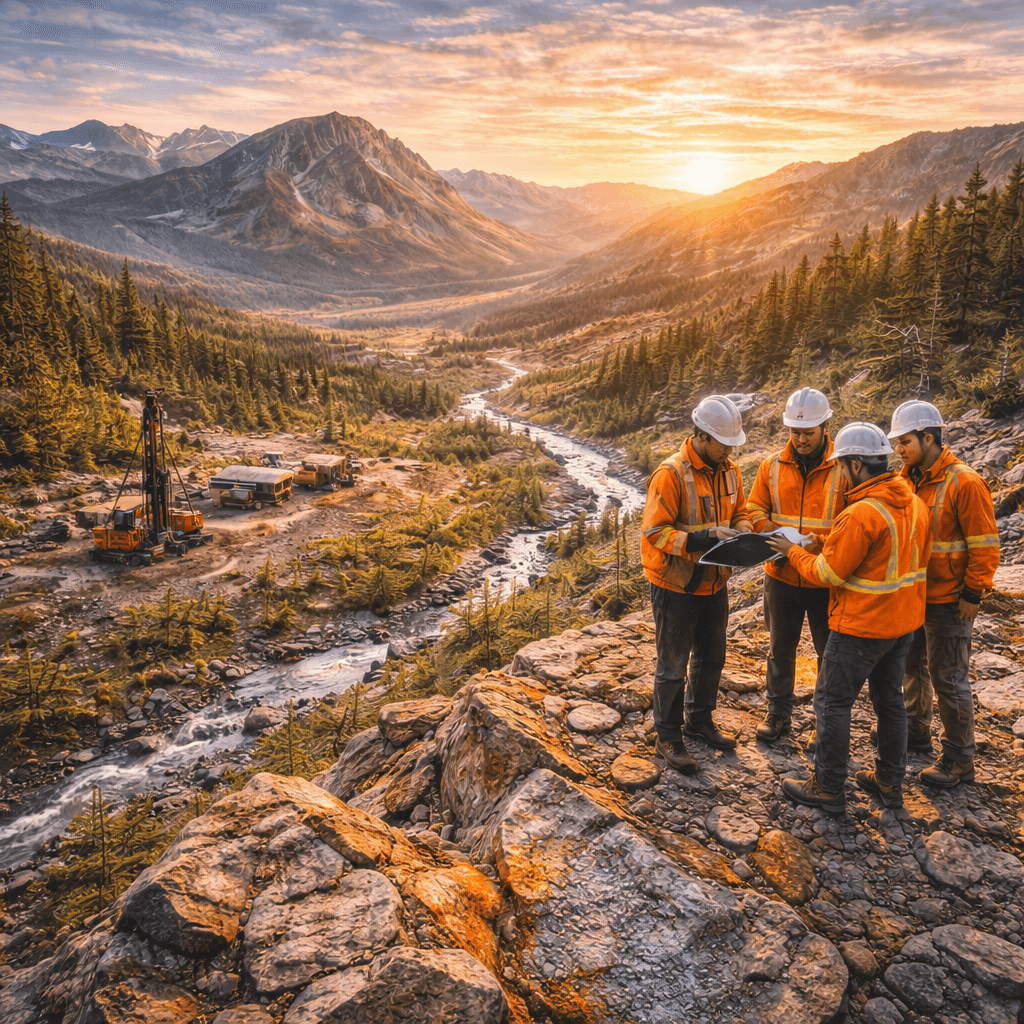 BRS Resources exploration team at the SilverGold Mountain project site in Mexico at sunset
