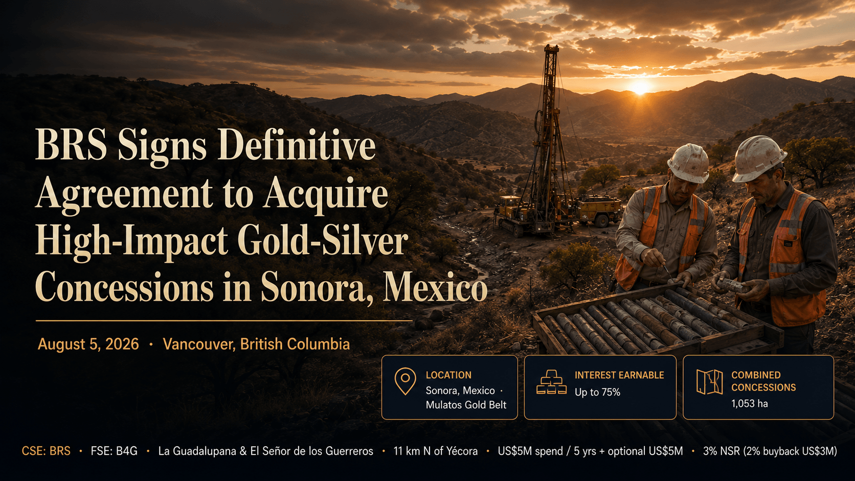 BRS signs definitive agreement, Sonora, Mexico