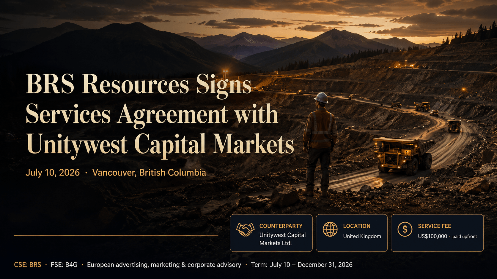 BRS Resources Unitywest services agreement